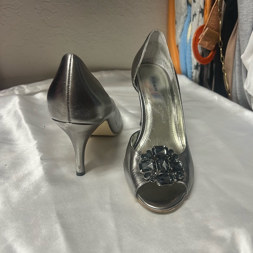 Style & Co. Silver Heels with Gem Detail